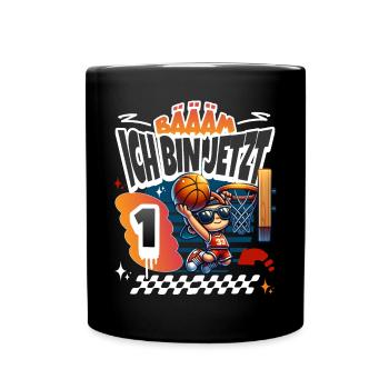 Basketball Bääm Ich Bin Jetzt 1. Geburtstag - Tasse einfarbig - Schwarz - Vorne