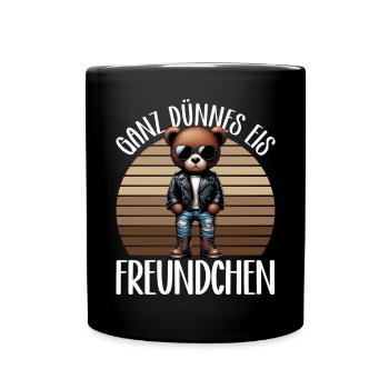 Very Thin Ice Cream Friend Funny Teddy Bear - Full Colour Mug - black - Front