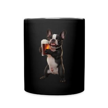 Frenchie Bier - Tasse einfarbig - Schwarz - Vorne