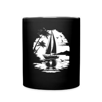 Segeln Zeichnung - Tasse einfarbig - Schwarz - Vorne