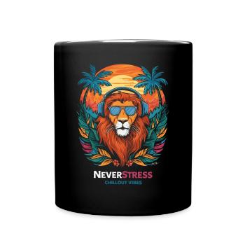 Lion Chillout Vibes Design Relaxed and Stylish - Full Colour Mug - black - Front