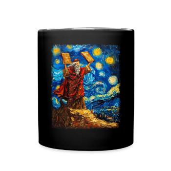 Moses Jüdisch Israel Christlich Sternennacht Gemäl - Tasse einfarbig - Schwarz - Vorne