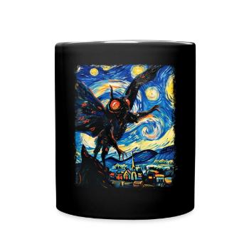 Mothman Kryptozoologie Kryptid Sternennacht Malere - Tasse einfarbig - Schwarz - Vorne