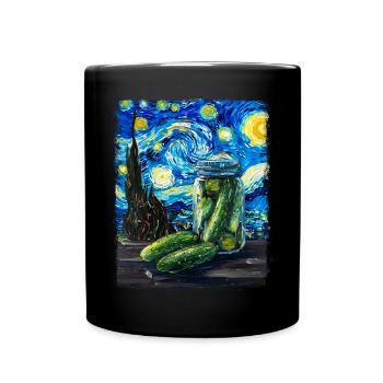 Gurke Gurke Dill Sternennacht Malerei - Tasse einfarbig - Schwarz - Vorne