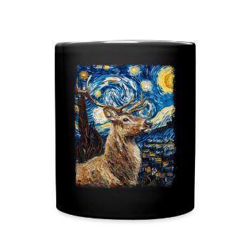 Renne Noël Père Noël Nuit étoilée Ge - Mug uni - noir - Devant