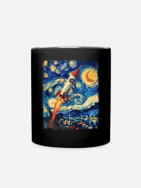 Rakete Astronomie Raumfahrt Rakete Sternennacht Ma - Tasse einfarbig - Schwarz