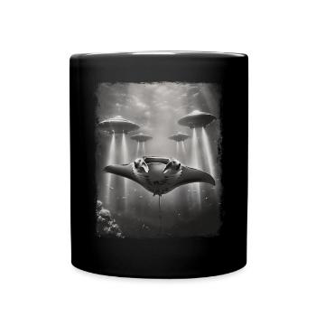 Mantarochen Stachelrochen UFO Alien Außerirdischer - Tasse einfarbig - Schwarz - Vorne
