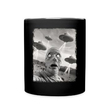 Mummy Halloween UFO Alien Alien Selfie - Full Colour Mug - black - Front