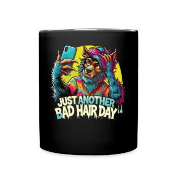 Werewolf Selfie T-Shirt - Bad Hair Day - Full Colour Mug - black - Front