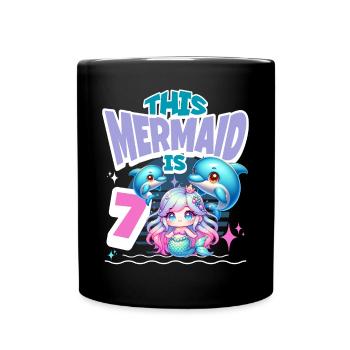 Sirène 7e anniversaire Fille Enfants - Mug uni - noir - Devant