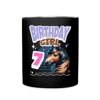 Cheval 7ème Anniversaire Fille Enfants - Mug uni - noir - Devant