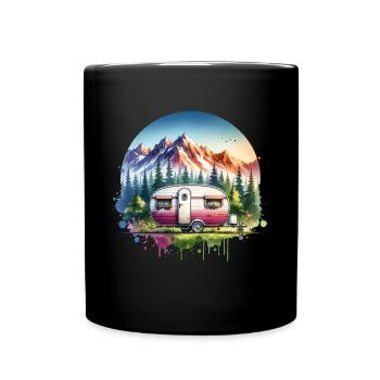 Camping Camper Caravan - Full Colour Mug - black - Front