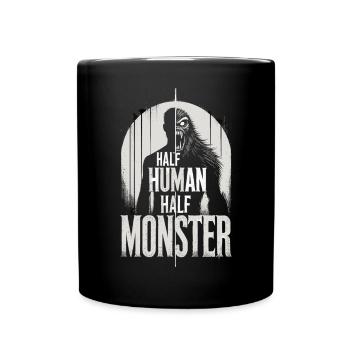 Demi-humain mi-monstre - T-shirt loup-garou monstre - Mug uni - noir - Devant