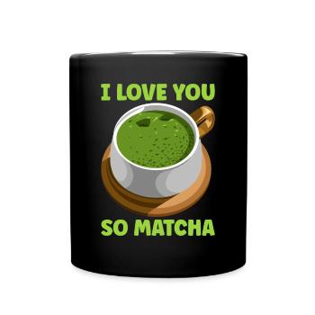 Japanischer Matcha Tee Grüntee Matcha Latte - Tasse einfarbig - Schwarz - Vorne
