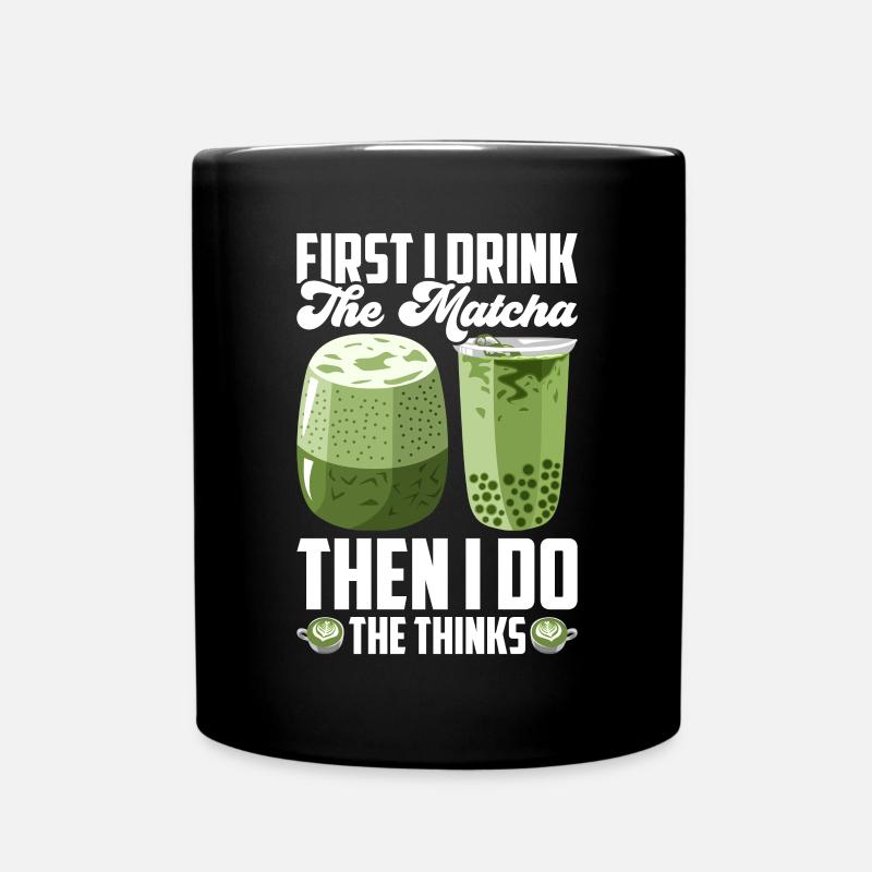 Japanischer Matcha Tee Grüntee Matcha Latte - Tasse einfarbig - Schwarz