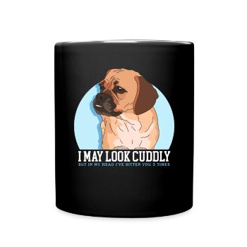 Puggle Hundebesitzer Hundehalter Geschenk - Tasse einfarbig - Schwarz - Vorne