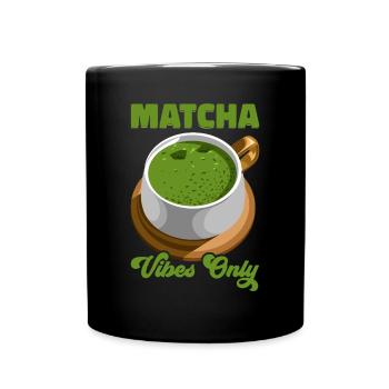 Japanischer Matcha Tee Grüntee Matcha Latte - Tasse einfarbig - Schwarz - Vorne