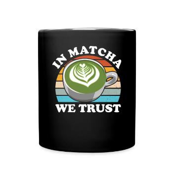 Japanischer Matcha Tee Grüntee Matcha Latte - Tasse einfarbig - Schwarz - Vorne