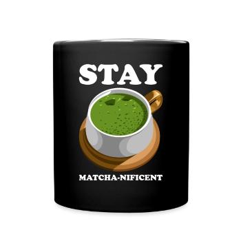 Japanischer Matcha Tee Grüntee Matcha Latte - Tasse einfarbig - Schwarz - Vorne