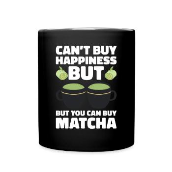 Japanischer Matcha Tee Grüntee Matcha Latte - Tasse einfarbig - Schwarz - Vorne