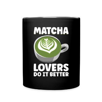Japanischer Matcha Tee Grüntee Matcha Latte - Tasse einfarbig - Schwarz - Vorne
