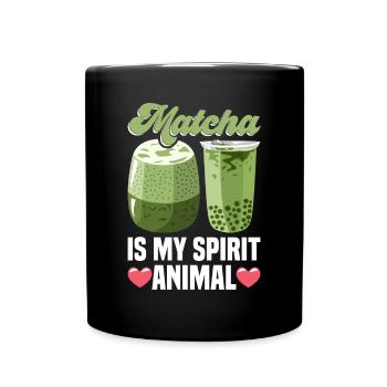 Japanischer Matcha Tee Grüntee Matcha Latte - Tasse einfarbig - Schwarz - Vorne