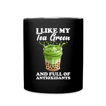 Japanischer Matcha Tee Grüntee Matcha Latte - Tasse einfarbig - Schwarz - Vorne