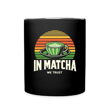 Japanischer Matcha Tee Grüntee Matcha Latte - Tasse einfarbig - Schwarz - Vorne