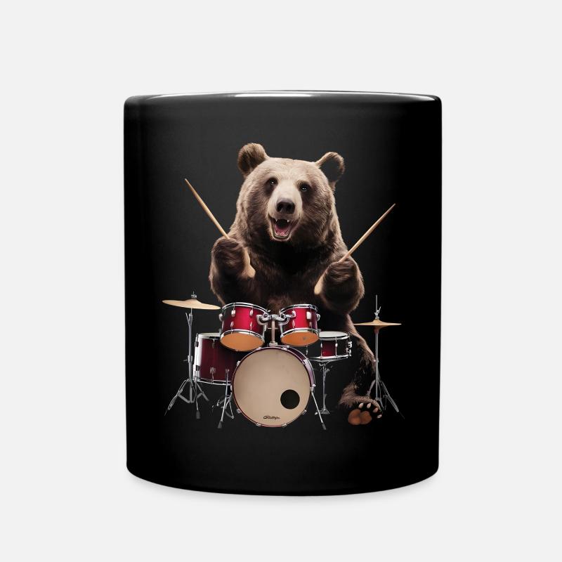 Bär Schlagzeug - Tasse einfarbig - Schwarz