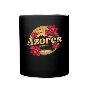 Azores Portugal Souvenir mit Blumen und - Tasse einfarbig - Schwarz - Vorne