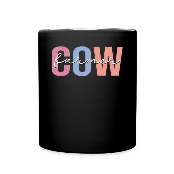 cow farmer farm herd livestock breeder - Full Colour Mug - black - Front