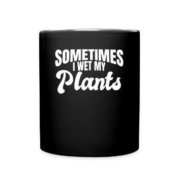 Jardinage amusant - parfois je mouille mes plantes - Mug uni - noir - Devant