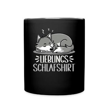 Official Sleeping Shirt She-Wolf Funny Wolf - Full Colour Mug - black - Front