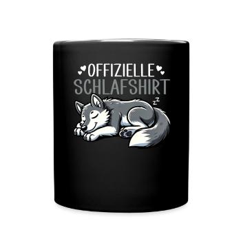 Official Sleeping Shirt She-Wolf Funny Wolf - Full Colour Mug - black - Front