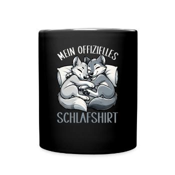 Official Sleeping Shirt She-Wolf Funny Wolf - Full Colour Mug - black - Front