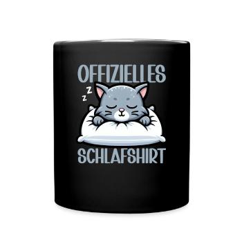 Katze Offizielles Schlafshirt Lustige Katze - Tasse einfarbig - Schwarz - Vorne