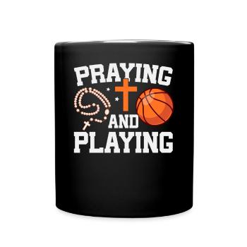 Basketteur en prière – entraîneur religieux - Mug uni - noir - Devant