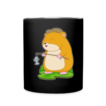 Pêche au poisson hamster pêcheur - Mug uni - noir - Devant