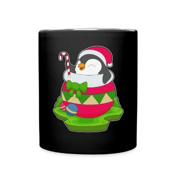 Pingouin Canne de Noël - Mug uni - noir - Devant
