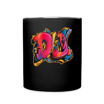 DJ Graffiti Style Design Bunt - Tasse einfarbig - Schwarz - Vorne