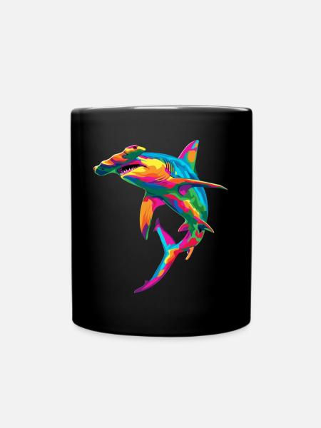 Hammerhai Ozean Tier Popart - Tasse einfarbig - Schwarz
