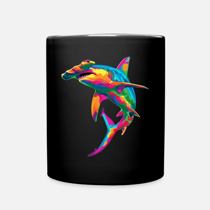Hammerhai Ozean Tier Popart - Tasse einfarbig - Schwarz
