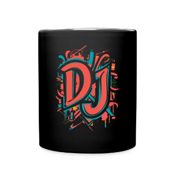 DJ Kunstwerk Bunte Graffiti Stil - Tasse einfarbig - Schwarz - Vorne