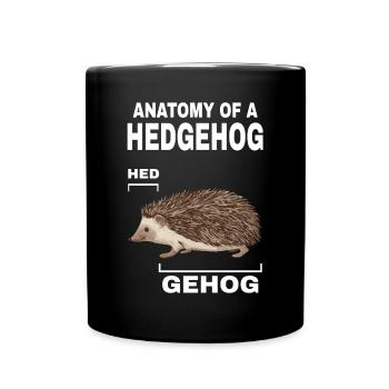 Anatomy of a hedgehog HED GEHOG hedgehog with cute - Full Colour Mug - black - Front