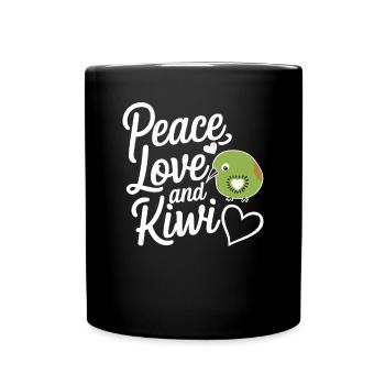 Peace, Love And Kiwi New Zealand Souvenir - Full Colour Mug - black - Front