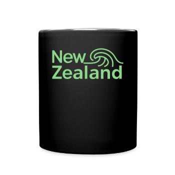 New Zealand Souvenir - Welle und Schriftzug - Tasse einfarbig - Schwarz - Vorne