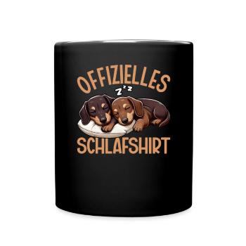 Offizielles Schlafshirt Dachshund Dackel Hund - Tasse einfarbig - Schwarz - Vorne