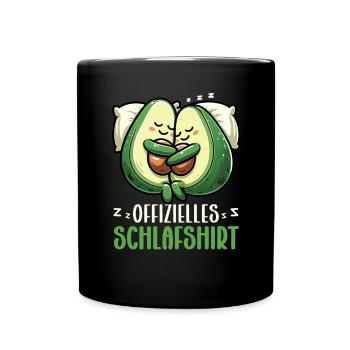 Offizielles Schlafshirt Lustige Avocado Pyjama - Tasse einfarbig - Schwarz - Vorne