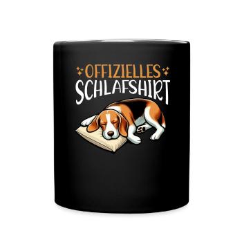 Official Sleep Shirt Funny Beagle Dog - Full Colour Mug - black - Front