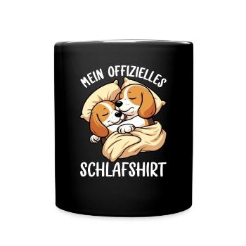 Official Sleep Shirt Funny Beagle Dog - Full Colour Mug - black - Front